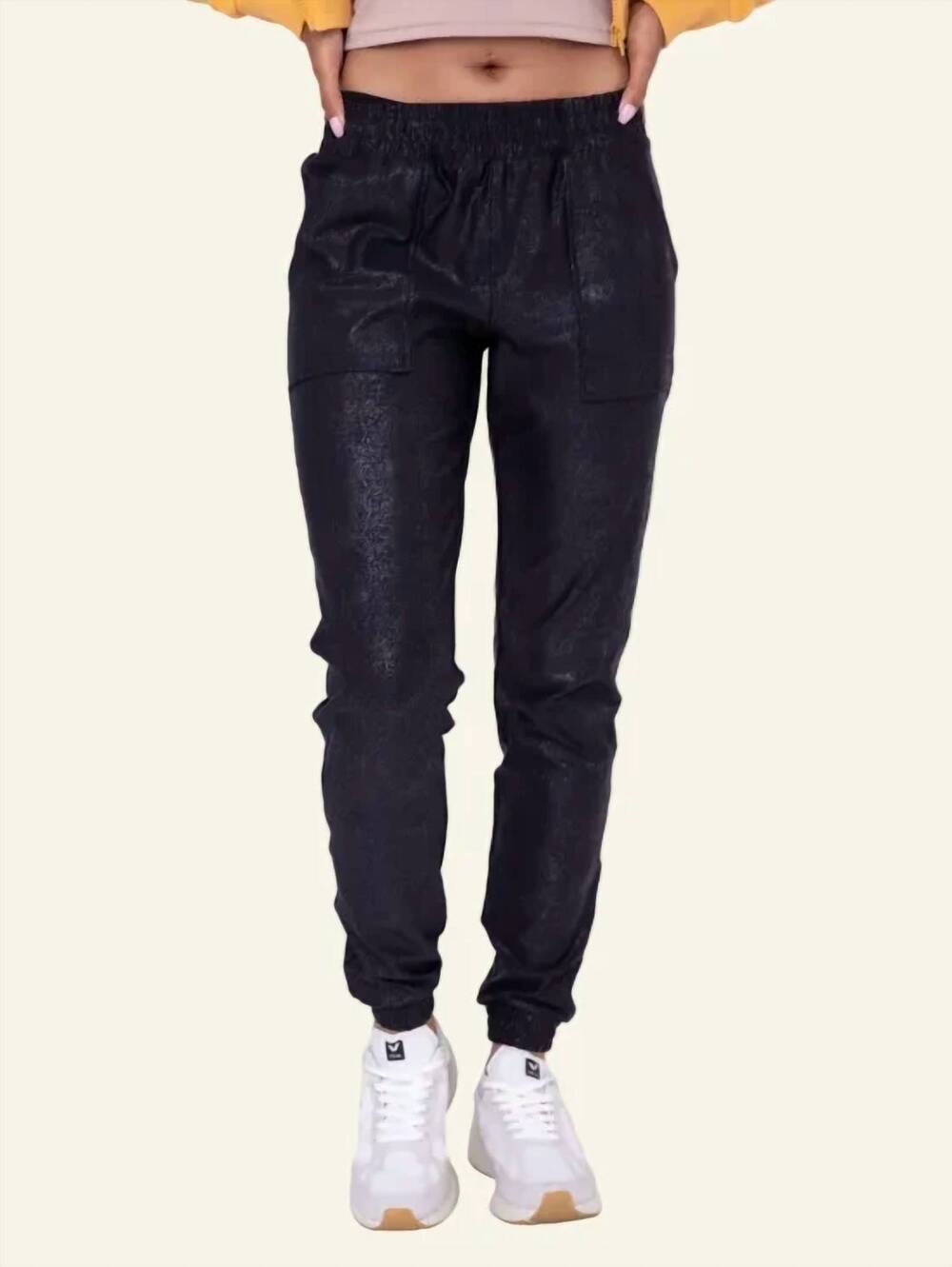 NEW MONO B foil high-waist jogger in black